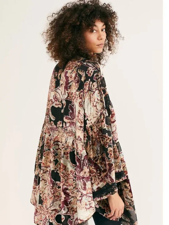 Free People Guest List Burnout Velvet Kimono Duster (Sold Out/Rare) - Picture 3 of 5